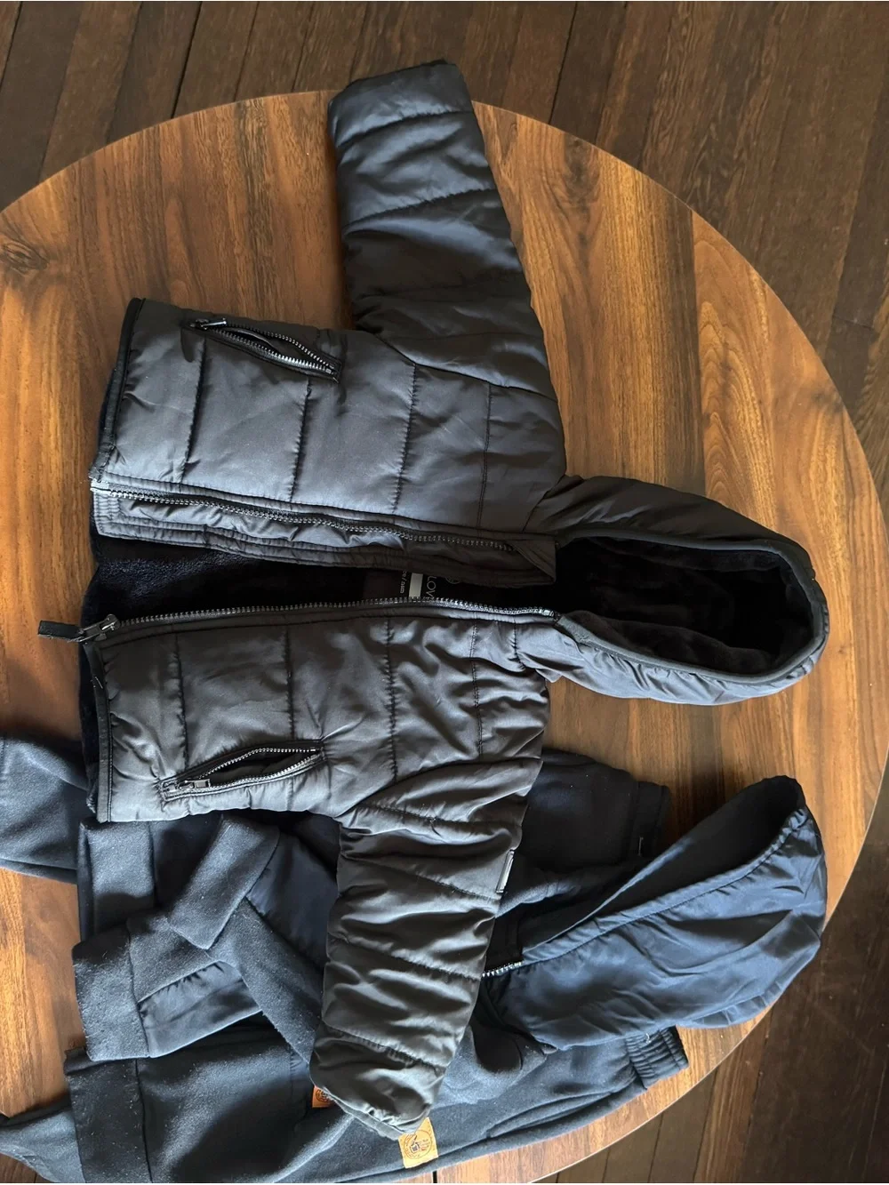 Body Glove Kids 3 piece black winter set with Hooded Puffer Jacket